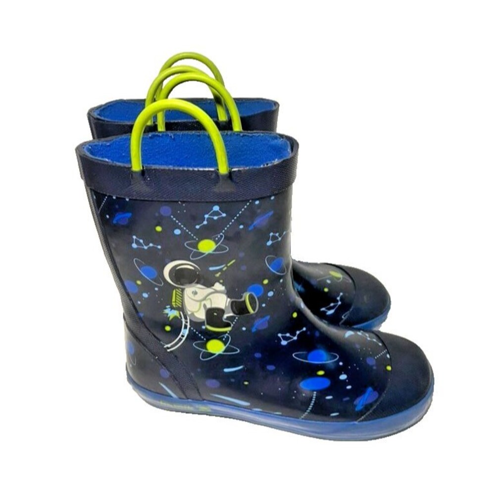 KAMIK Boys Navy Blue Space Rain Boots Children's Mid Length Pull On -Size 1